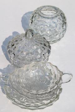 catalog photo of vintage cube pattern glass dishes, Homco rose bowl, Whitehall & Fostoria American