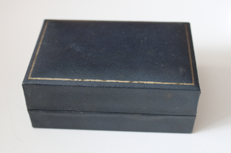 photo of vintage cuff links in leather case, Destino gold tone metal large tiger eye stones  #6