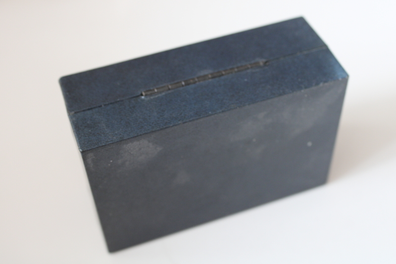 photo of vintage cuff links in leather case, Destino gold tone metal large tiger eye stones  #7