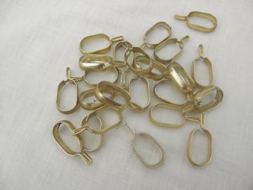 catalog photo of vintage curtain rings, gold tone aluminum metal oval ring clips for cafe curtain rods