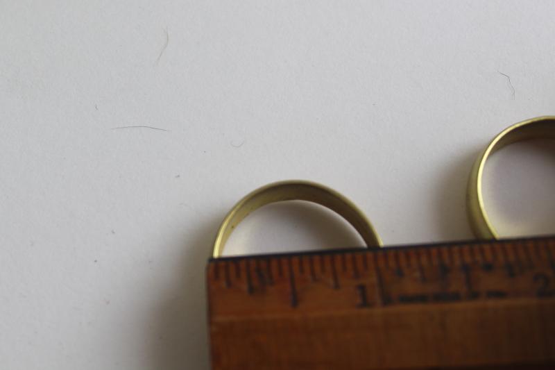 photo of vintage curtain rings, gold tone aluminum or brass oval & round ring clips for cafe curtain rods #5