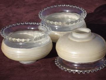 catalog photo of vintage custard glass shades, set of replacement lamp shades for hanging light