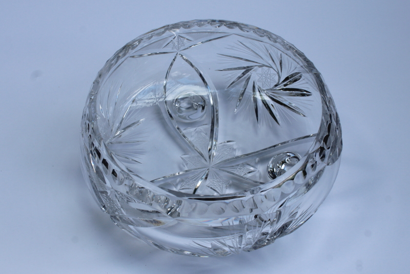 photo of vintage cut crystal bowl, pinwheel star three toed candy dish, Bohemian crystal? #5