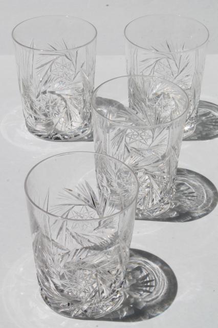 photo of vintage cut crystal glass tumblers, whirling star pinwheel pattern old-fashioned glasses #1