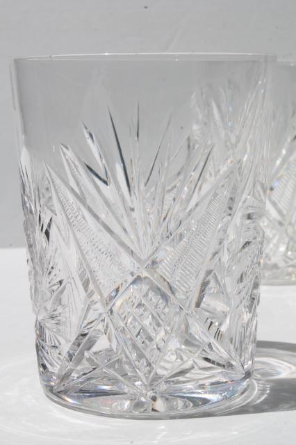 photo of vintage cut crystal glass tumblers, whirling star pinwheel pattern old-fashioned glasses #3