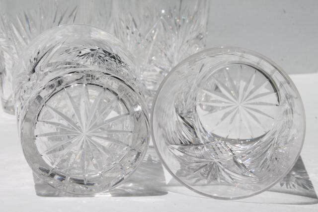 photo of vintage cut crystal glass tumblers, whirling star pinwheel pattern old-fashioned glasses #4