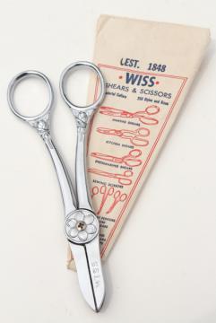 catalog photo of vintage cutting garden flower shears, Wiss scissors for florist, floral arranger 