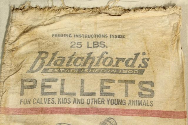 photo of vintage dairy calf feed bag, Waukegan Illinois farmhouse primitive cow graphics #4