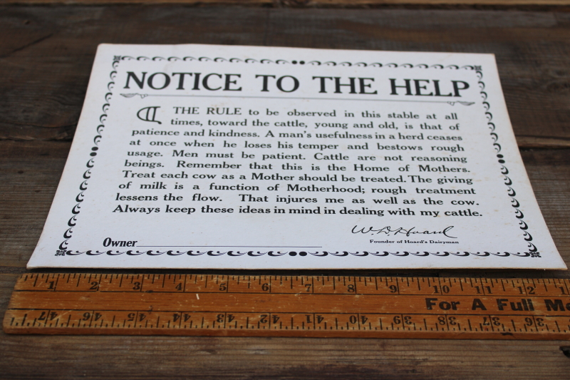 photo of vintage dairy farm barn sign Hoard's Dairyman W D Hoard creed kindness all cows are mothers  #1