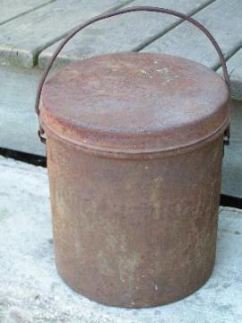 catalog photo of vintage dairy ice cream bucket, old milk can