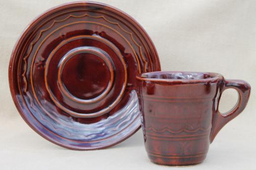 photo of vintage daisy dot brown Marcrest stoneware pottery, cups & saucers set of 4 #3