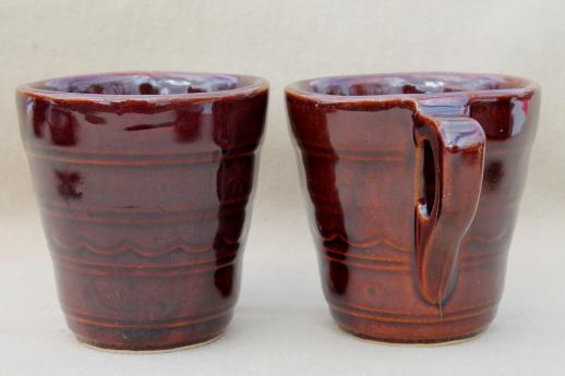 photo of vintage daisy dot brown Marcrest stoneware pottery, cups & saucers set of 4 #5