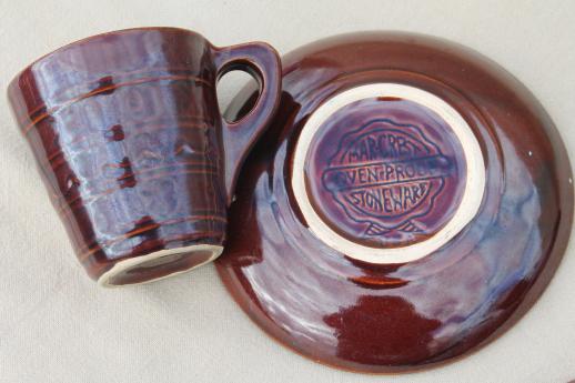 photo of vintage daisy dot brown Marcrest stoneware pottery, cups & saucers set of 4 #7