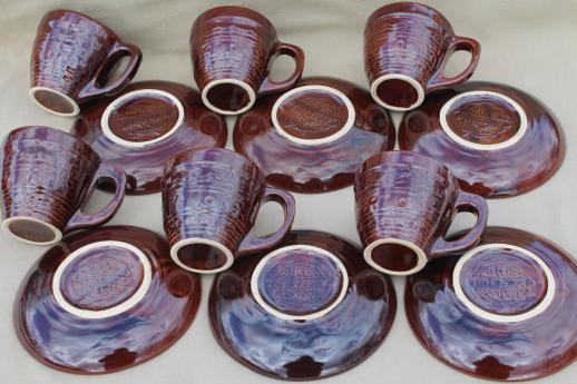 photo of vintage daisy dot brown Marcrest stoneware pottery, cups & saucers set of 6 #6