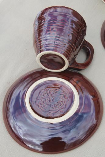 photo of vintage daisy dot brown Marcrest stoneware pottery, cups & saucers set of 6 #7