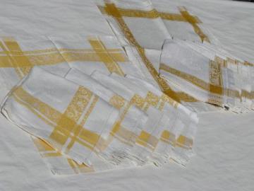 catalog photo of vintage damask luncheon or dinner napkins, yellow gold jacquard border