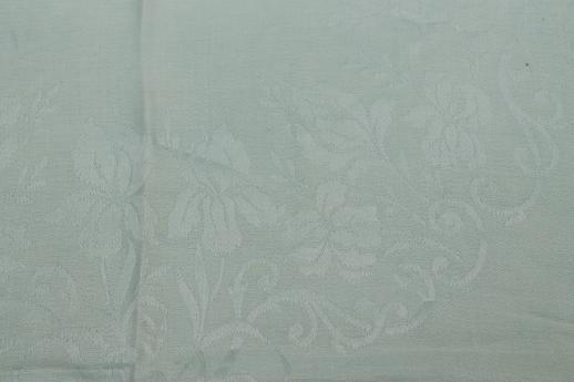 photo of vintage damask napkins, pastel colored linen damask fabric in mint green & pale jade  #4