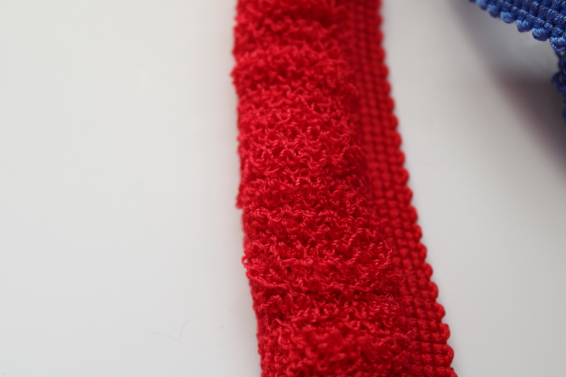 photo of vintage deadstock bolts of rayon chenille loop fringe sewing trim, patriotic red & blue  #4