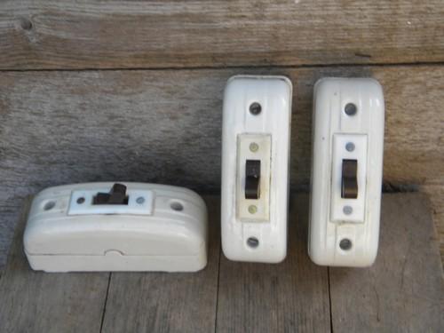 photo of vintage deco ironstone porcelain architectural surface light switches #1