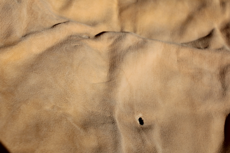 photo of vintage deer hides, tanned leather chamois color buckskin for gloves, moccasins, leatherworking #7