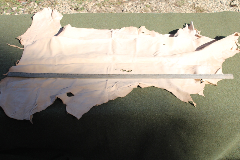 photo of vintage deer hides, tanned leather chamois color buckskin for gloves, moccasins, leatherworking #8