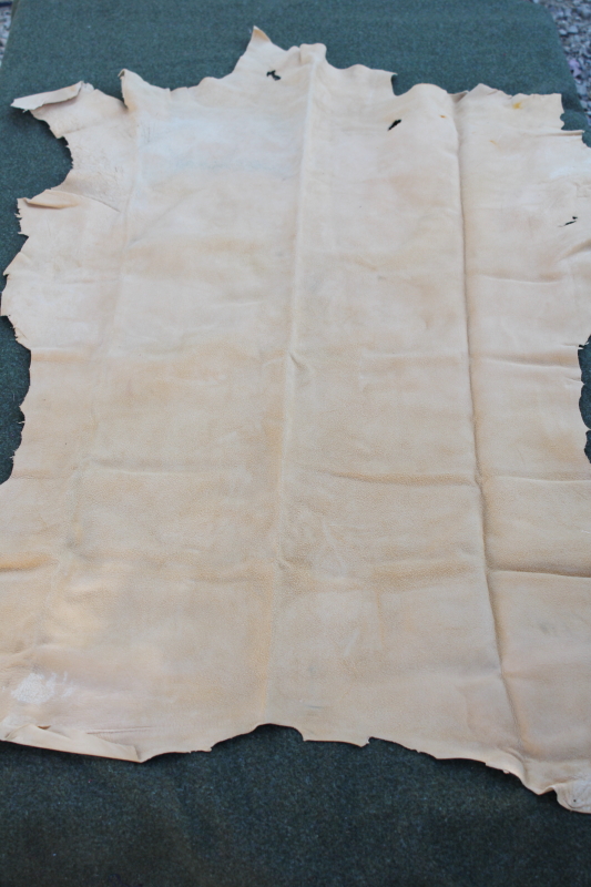 photo of vintage deer hides, tanned leather chamois color buckskin for gloves, moccasins, leatherworking #9