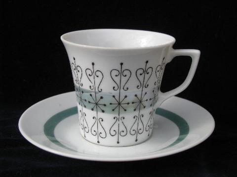 photo of vintage demitasse espresso cups & saucers, white china w/ luster, set of 12 #2