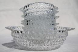 catalog photo of vintage depression glass berry bowls set, crystal clear glass dessert dishes