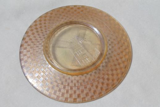 photo of vintage depression glass checkerboard windmill marigold carnival glass plate #4