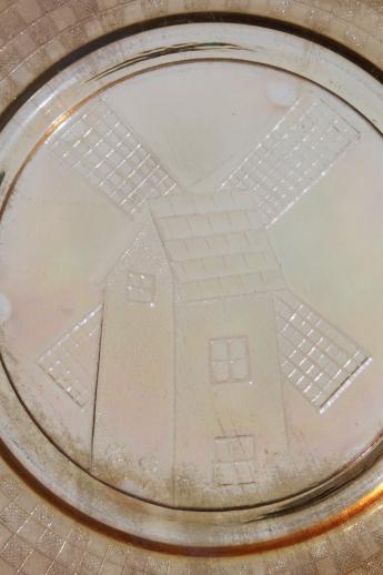 photo of vintage depression glass checkerboard windmill marigold carnival glass plate #5