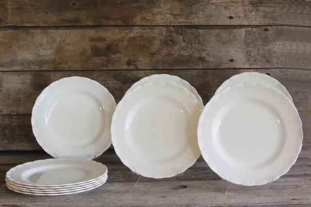 photo of vintage depression glass dinner plates MacBeth Evans Chinex ivory custard milk glass #1