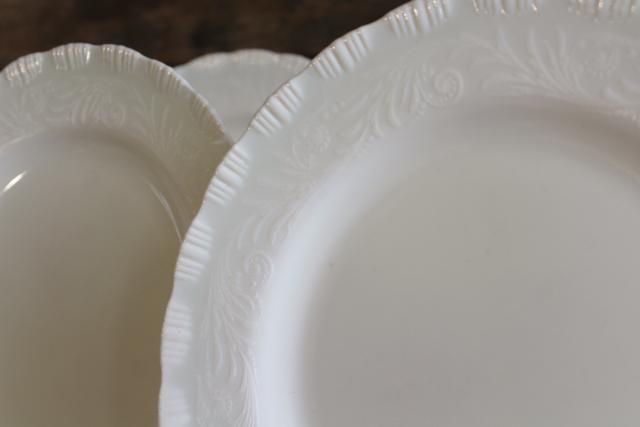 photo of vintage depression glass dinner plates MacBeth Evans Chinex ivory custard milk glass #2