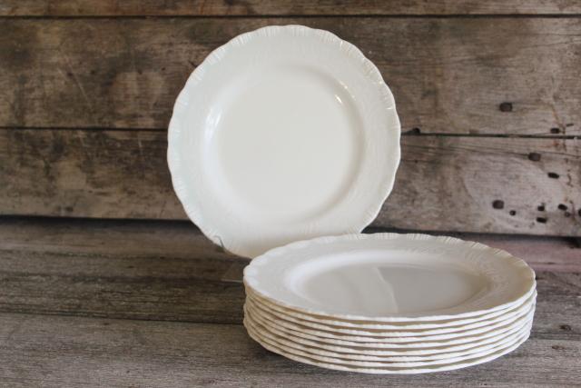 photo of vintage depression glass dinner plates MacBeth Evans Chinex ivory custard milk glass #5