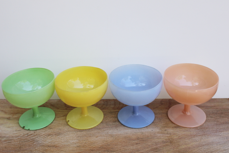 photo of vintage depression glass dishes butter mint pastels Anchor Hocking Rainbow platonite #1