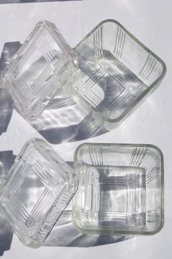 photo of vintage depression glass fridge boxes set, criss-cross refrigerator dishes for leftovers #6