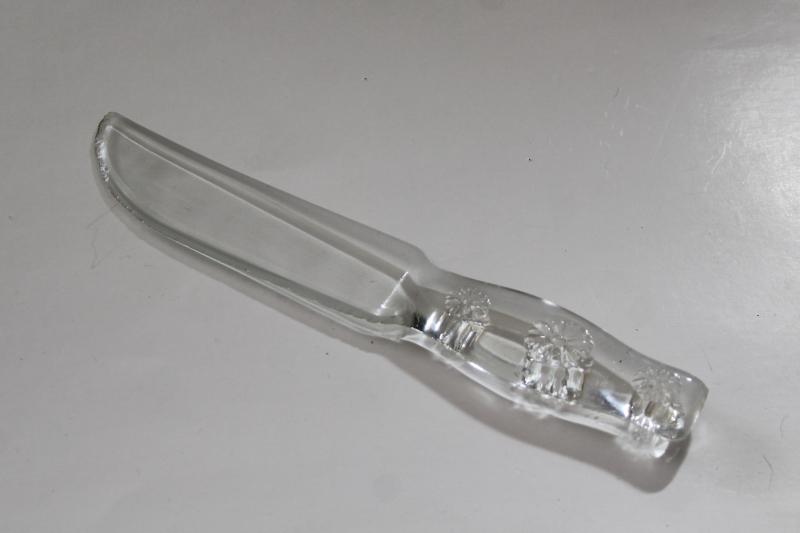 photo of vintage depression glass fruit knife, 1930s 40s glass blade kitchen knife #1