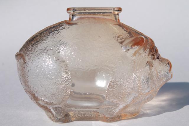 photo of vintage depression glass piggy bank, coin savings bank shaped like a small pig #2