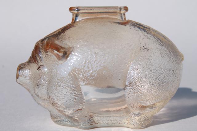 photo of vintage depression glass piggy bank, coin savings bank shaped like a small pig #4