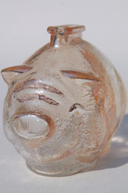 photo of vintage depression glass piggy bank, coin savings bank shaped like a small pig #5