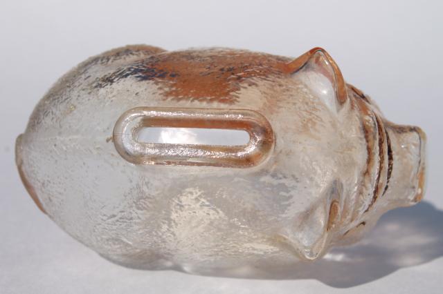 photo of vintage depression glass piggy bank, coin savings bank shaped like a small pig #6