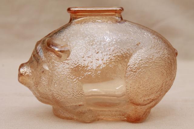 photo of vintage depression glass piggy bank, coin savings bank shaped like a small pig #1