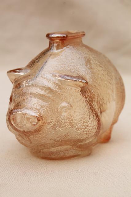 photo of vintage depression glass piggy bank, coin savings bank shaped like a small pig #2