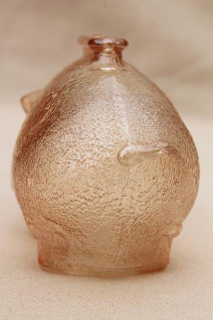 photo of vintage depression glass piggy bank, coin savings bank shaped like a small pig #4