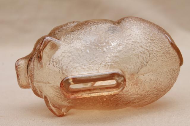 photo of vintage depression glass piggy bank, coin savings bank shaped like a small pig #5