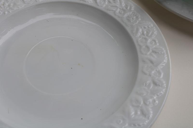 photo of vintage depression glass, white milk glass cream soup bowls Anchor Hocking Vitrock #6