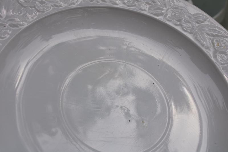 photo of vintage depression glass, white milk glass cream soup bowls Anchor Hocking Vitrock #9