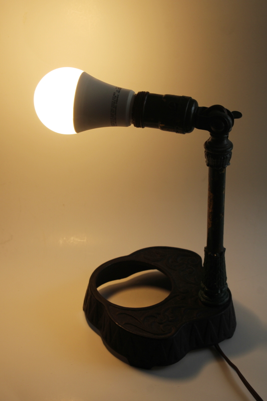photo of vintage desk lamp w/ cast iron base, industrial style pivot head ashtray lamp #6