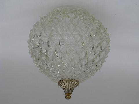 photo of vintage diamond point glass globe shades for double pendant swag lamp #2