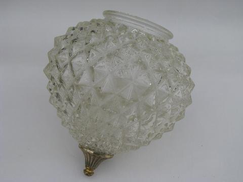 photo of vintage diamond point glass globe shades for double pendant swag lamp #3