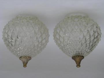 catalog photo of vintage diamond point glass globe shades for double pendant swag lamp